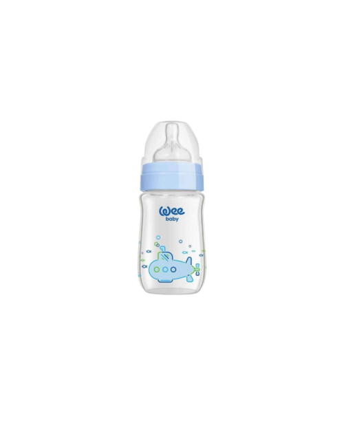 Wee Baby Heat Resistant Patterned Classical + Wide Neck Glass Fedding Bottle 180 ml No:1 12×6