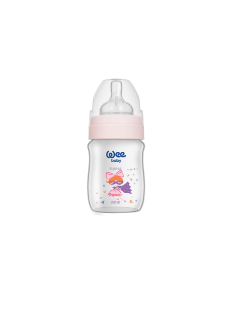 Wee Baby Heat Resistant Patterned Classical + Wide Neck Glass Feeding Bottle 120 ml No:1 12×6