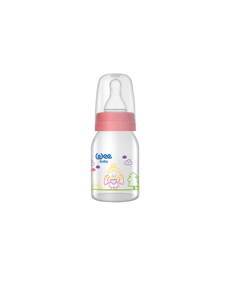 Wee Baby Heat Resistant Natural Feeling Wide Neck Glass Feeding Bottle 125ml