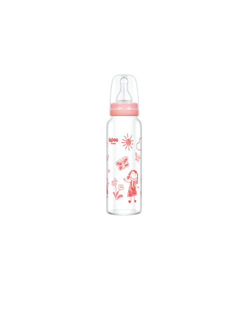 Wee Baby Heat Resistant Natural Curved Glass Feeding Bottle 260ml