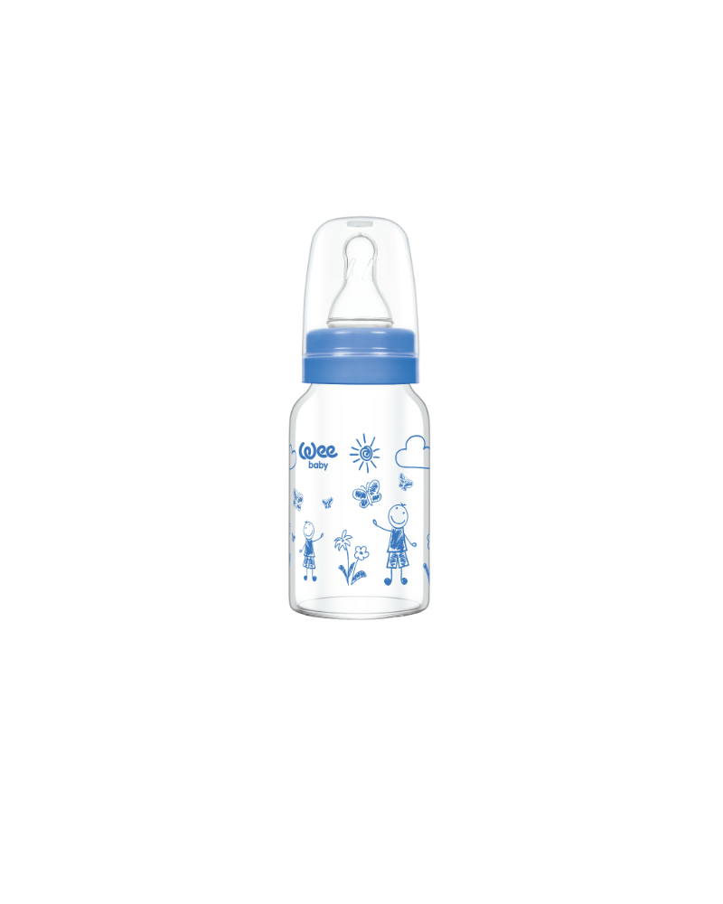 Wee Baby Heat Resistant  Glass Feeding Bottle 120ml No: 1 12×6