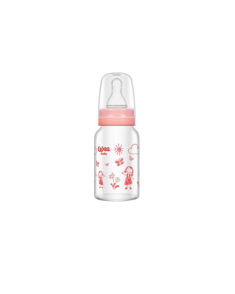 Wee Baby Heat Resistant  Glass Feeding Bottle 120ml No: 1 12×6