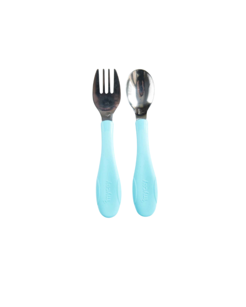 MyCey Stainless steel fork&spoon set – blue
