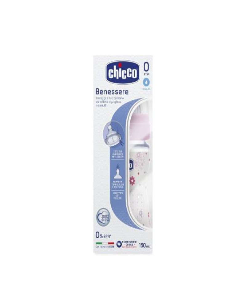 CHICCO SHISHE PLASTIKE 150ML SILIKON PER VAJZA