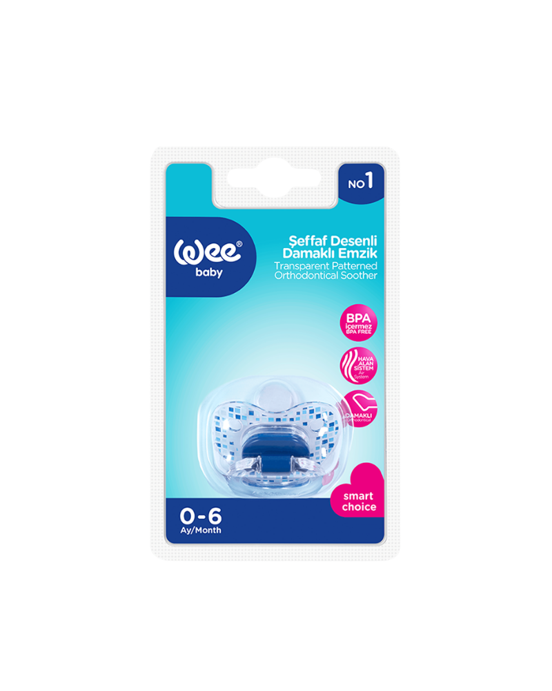 WEE BABY TRANSPARENT PATTERNED ORTHODONTIC SOOTHER NO.1 24X24