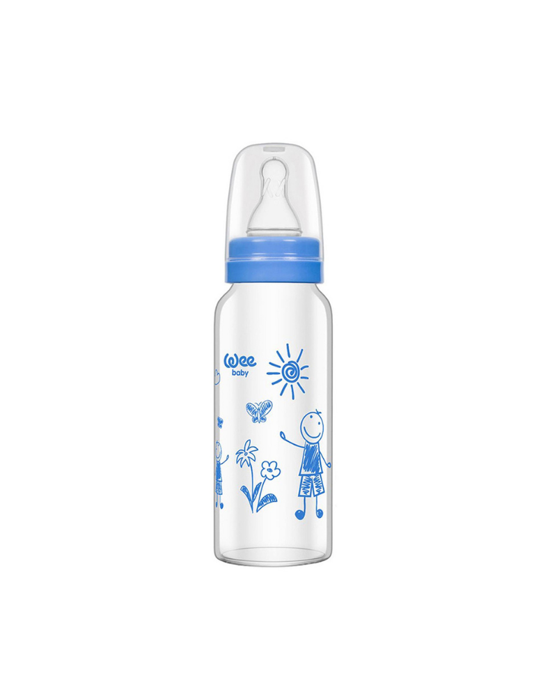 WEE BABY HEAT RESISTANT GLASS FEEDING BOTTLE 180ML NO: 1 12X6