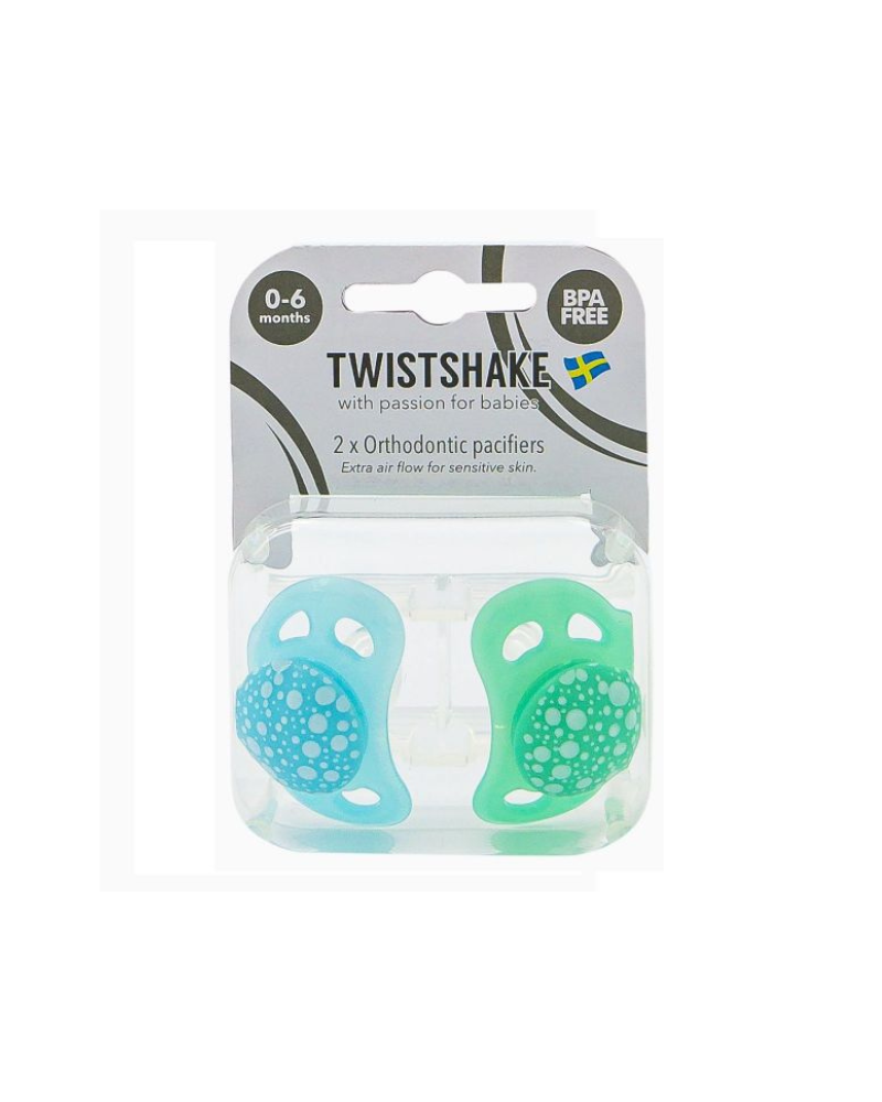 2000056TWISTSHAKE 2X PACIFIER 0-6M PASTEL BLUE GREEN 1/48