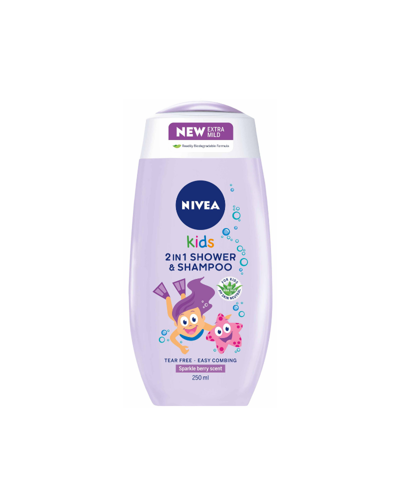 84587 NIVEA 2IN1 SHOWER&SHAMPOO FOR KIDS -PURPLE 250ML