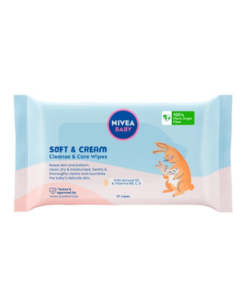 80556 NIVEA BABY SOFT AND CREAM WIPES ECONOMY PACK 57 WIPES