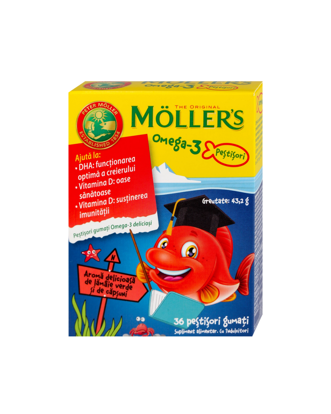 MOLLERS STRAWBERRY OMEGA3 JELLY FISH 36PCS